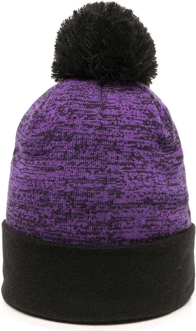 Oc Sports Pwc-100 Pixel Watch Beanie with Pom - Purple Black - one Size Fits Most