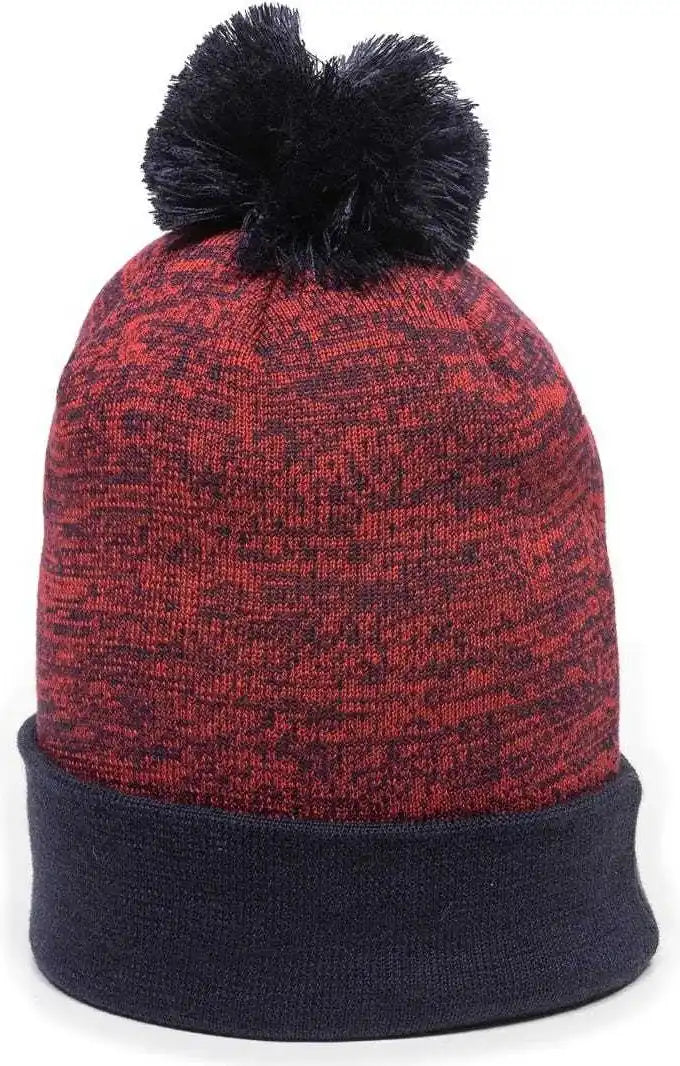 Oc Sports Pwc-100 Pixel Watch Beanie with Pom - Red Navy - one Size Fits Most