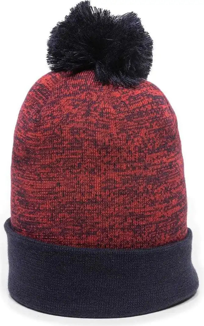 Oc Sports Pwc-100 Pixel Watch Beanie with Pom - Red Navy - one Size Fits Most