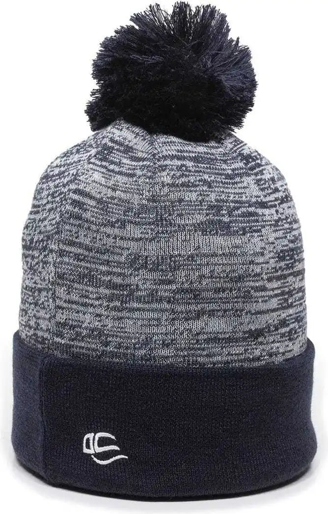 Oc Sports Pwc-100 Pixel Watch Beanie with Pom - White Navy - one Size Fits Most