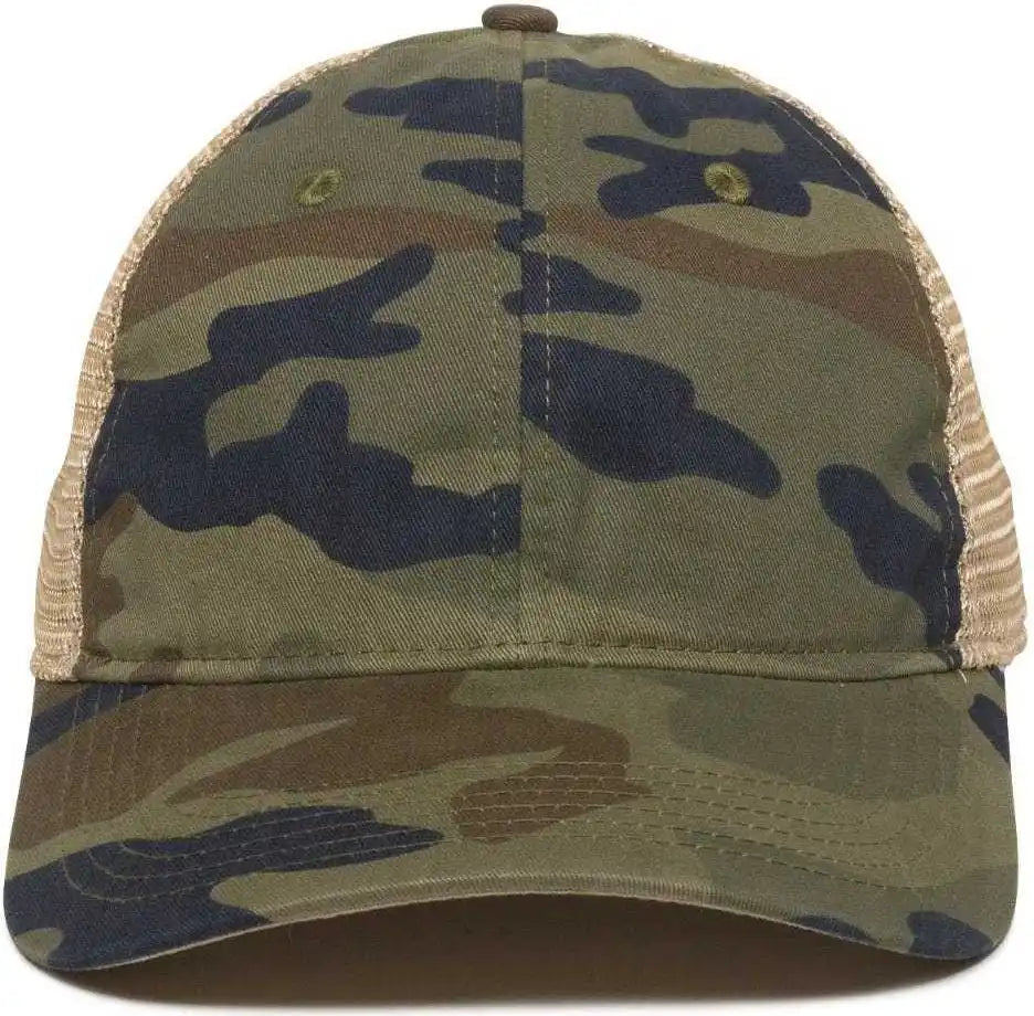 Oc Sports Pwt 200m Adjustable Mesh Back Cap Generic Camo Tea Stain Green / 6 7/8’’ 7 1/2’’