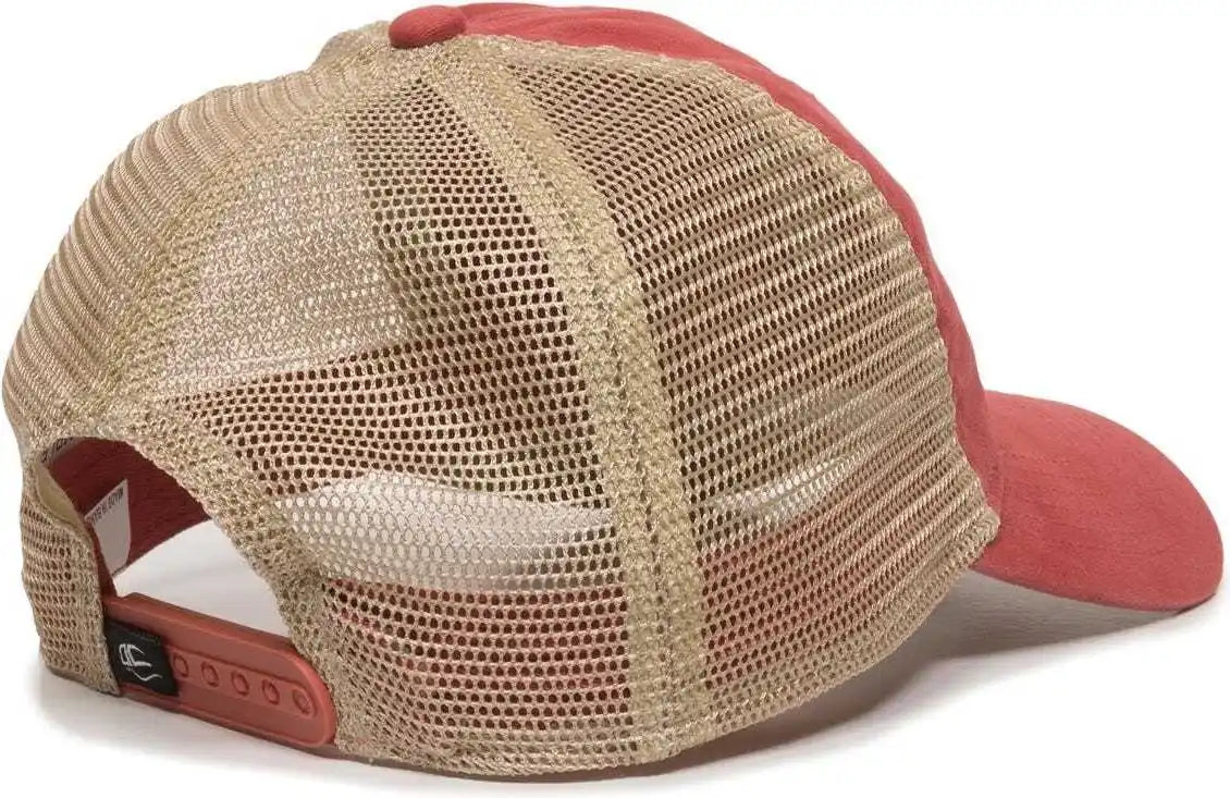 Oc Sports Pwt-200m Adjustable Mesh Back Cap - Nantucket Red Tea Stain - 6 7/8’’ - 7 1/2’’