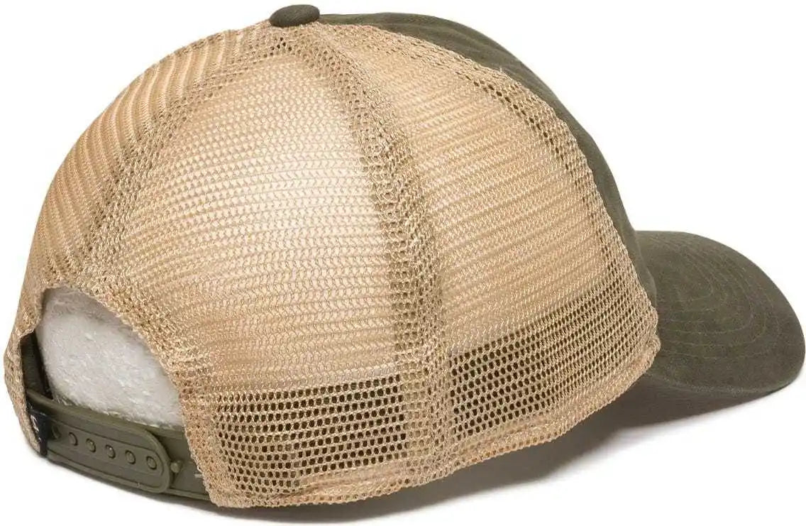 Oc Sports Pwt-200m Adjustable Mesh Back Cap - Olive Tea Stain - 6 7/8’’ - 7 1/2’’