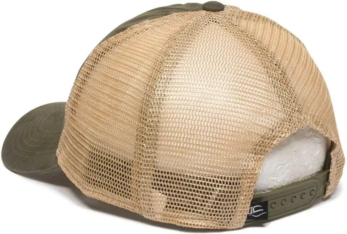 Oc Sports Pwt-200m Adjustable Mesh Back Cap - Olive Tea Stain - 6 7/8’’ - 7 1/2’’