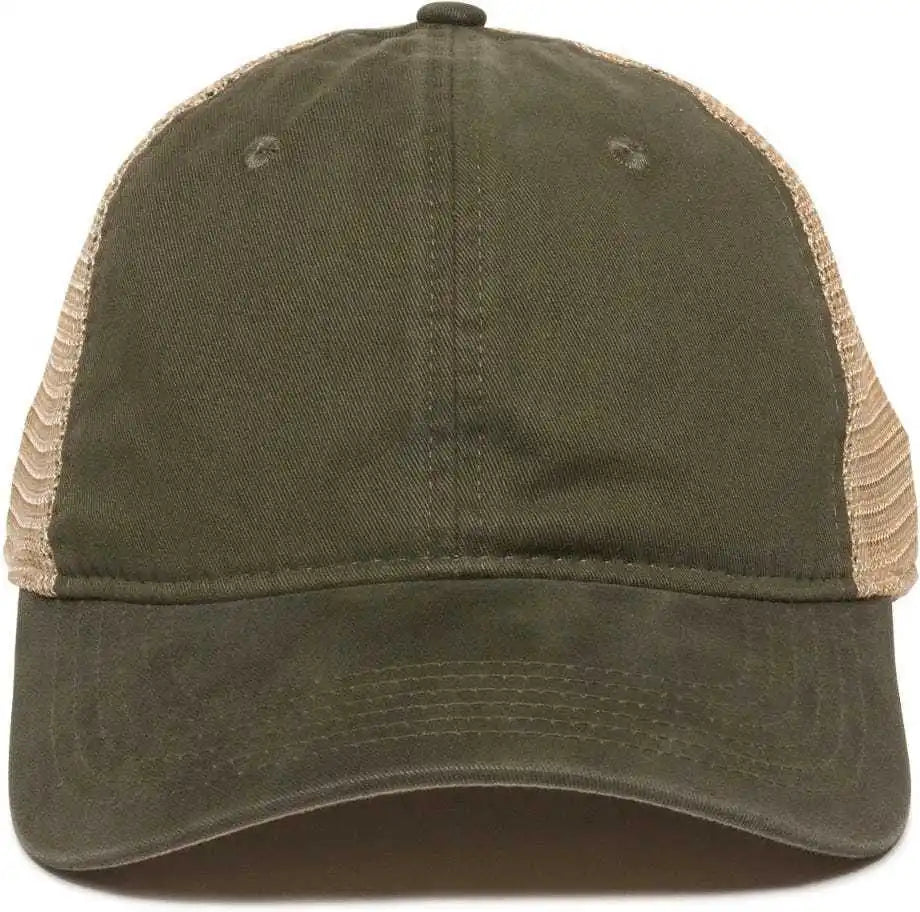 Oc Sports Pwt-200m Adjustable Mesh Back Cap - Olive Tea Stain - 6 7/8’’ - 7 1/2’’