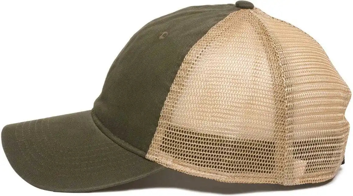 Oc Sports Pwt-200m Adjustable Mesh Back Cap - Olive Tea Stain - 6 7/8’’ - 7 1/2’’