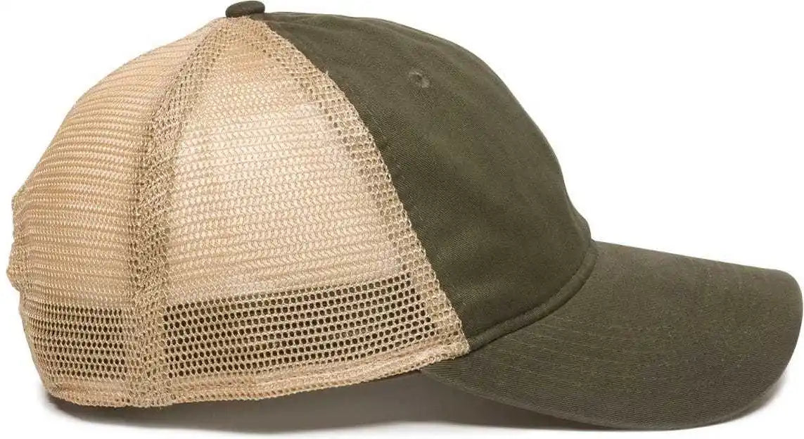 Oc Sports Pwt-200m Adjustable Mesh Back Cap - Olive Tea Stain - 6 7/8’’ - 7 1/2’’