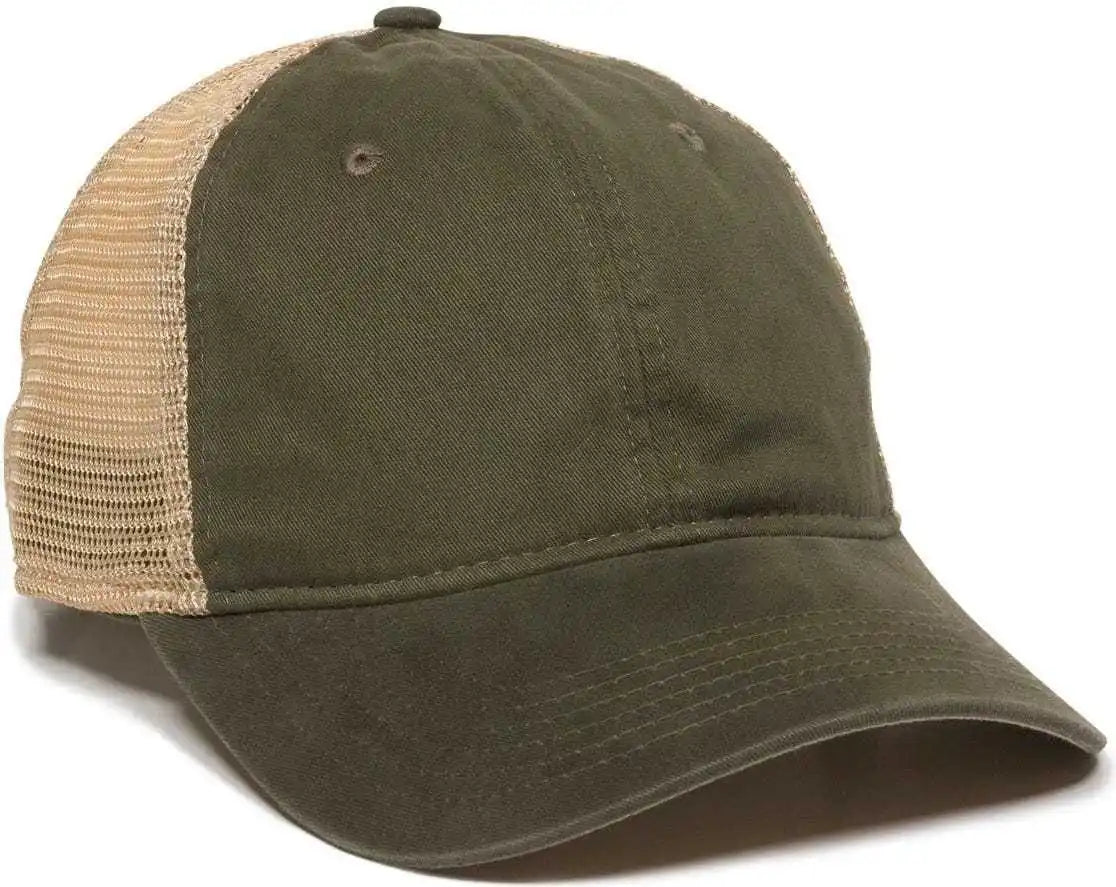 Oc Sports Pwt-200m Adjustable Mesh Back Cap - Olive Tea Stain - 6 7/8’’ - 7 1/2’’