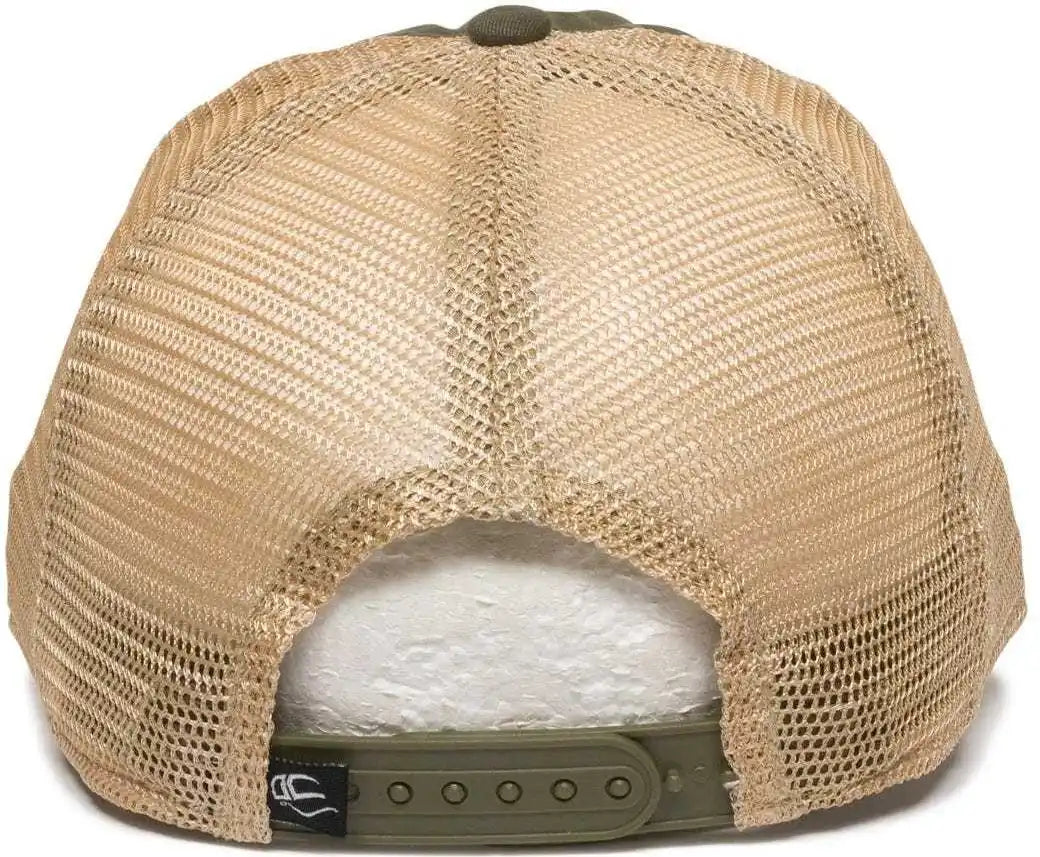 Oc Sports Pwt-200m Adjustable Mesh Back Cap - Olive Tea Stain - 6 7/8’’ - 7 1/2’’