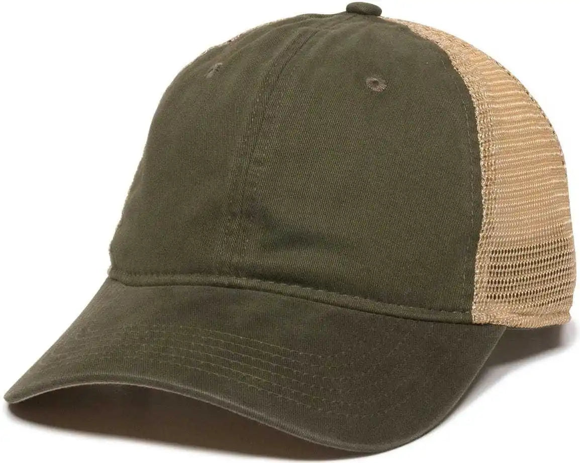 Oc Sports Pwt-200m Adjustable Mesh Back Cap - Olive Tea Stain - 6 7/8’’ - 7 1/2’’