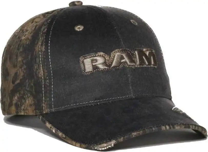 Oc Sports Ram05a Ram Weathered Mid Crown Cap -black Mossy Oak Country Dna - Osfm