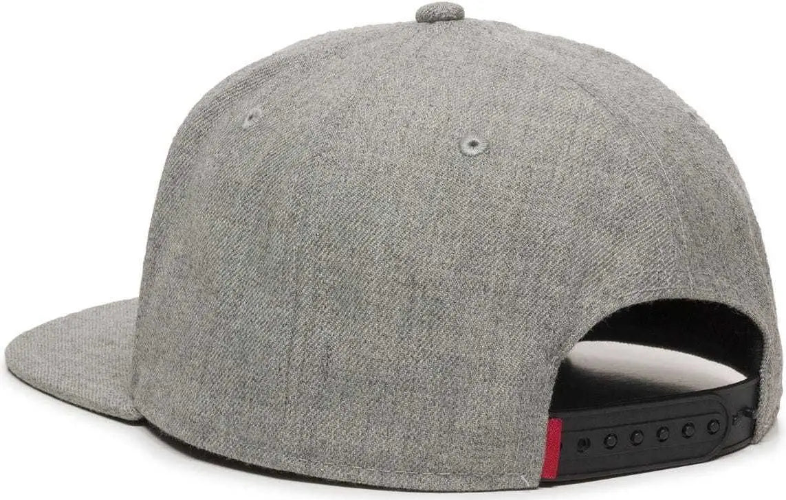 Oc Sports Redlbl101 Adjustable Flat Bill Heathered Cap - Grey - Gray / 6 7/8’’ - 7 1/2’’