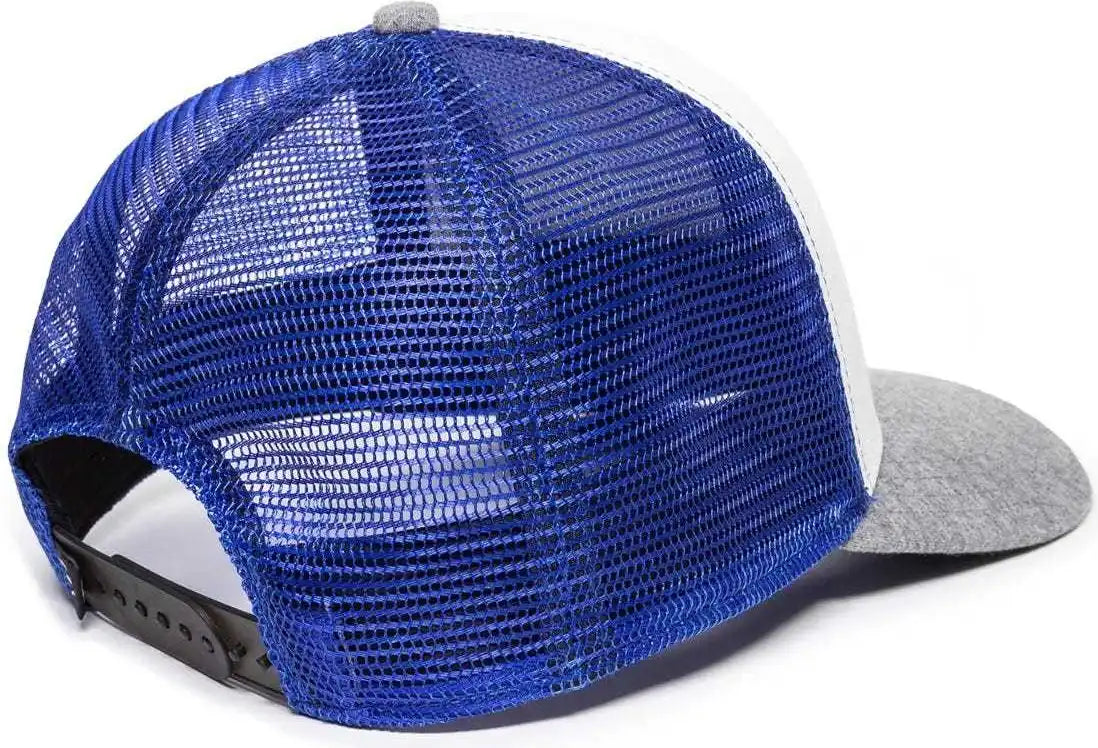 Oc Sports Rgr-200m Adjustable Mesh Back Gray Heathered Bill Cap - White Royal Grey - 6 7/8’’ - 7 1/2’’