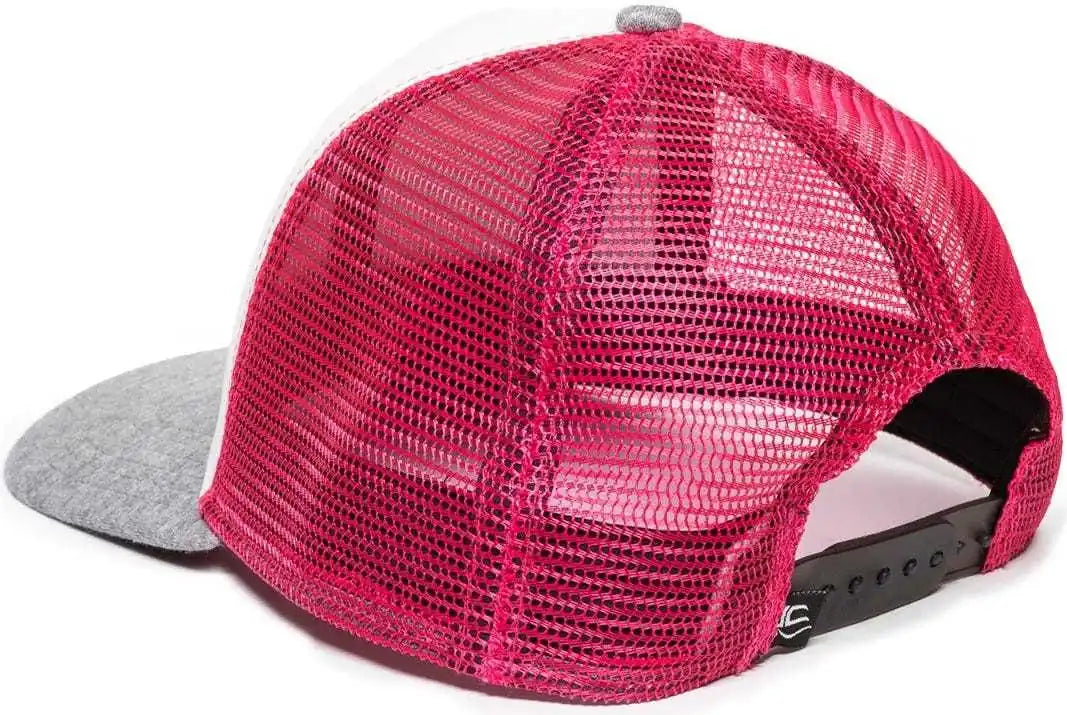 Oc Sports Rgr-200m Adjustable Mesh Back Gray Heathered Bill Cap - White Pink Grey - 6 7/8’’ - 7 1/2’’