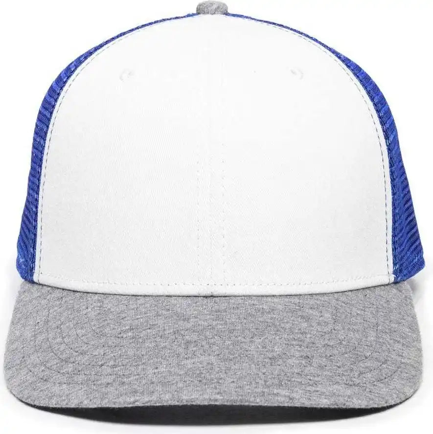 Oc Sports Rgr-200m Adjustable Mesh Back Gray Heathered Bill Cap - White Royal Grey - 6 7/8’’ - 7 1/2’’