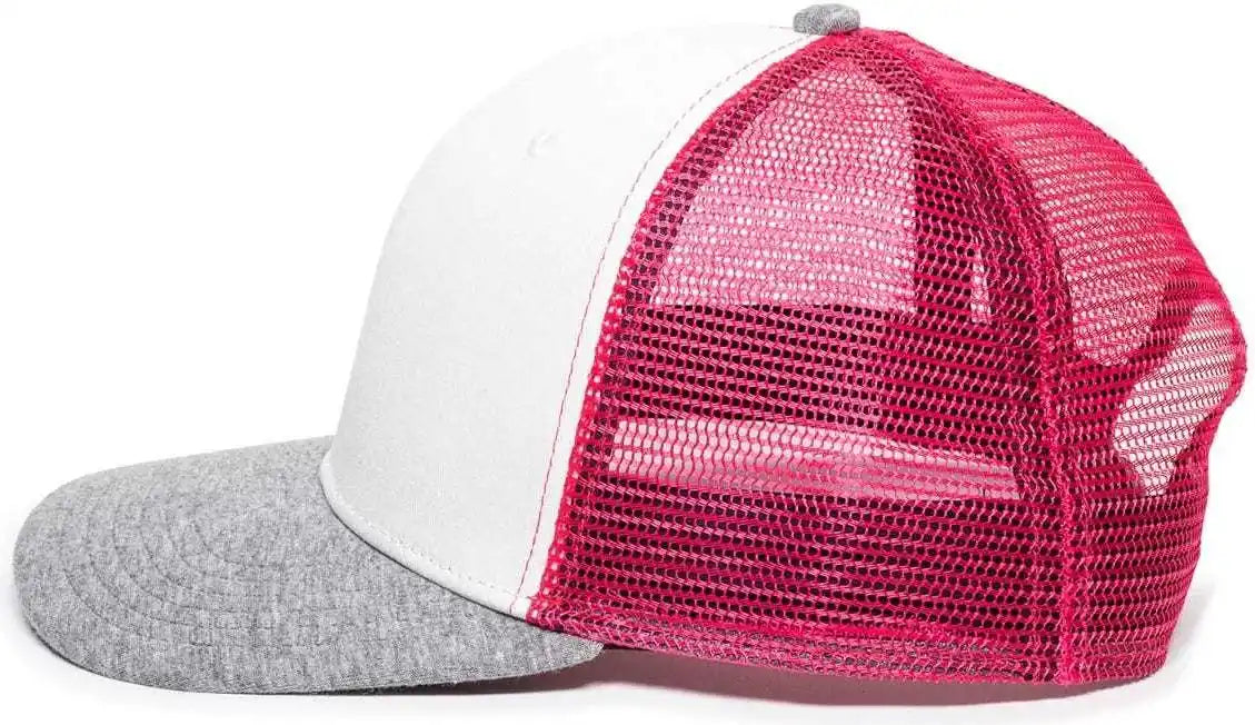 Oc Sports Rgr-200m Adjustable Mesh Back Gray Heathered Bill Cap - White Pink Grey - 6 7/8’’ - 7 1/2’’