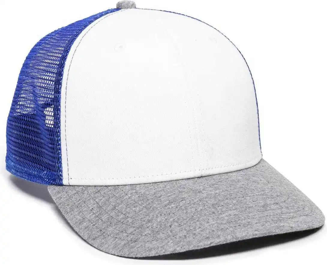 Oc Sports Rgr-200m Adjustable Mesh Back Gray Heathered Bill Cap - White Royal Grey - 6 7/8’’ - 7 1/2’’
