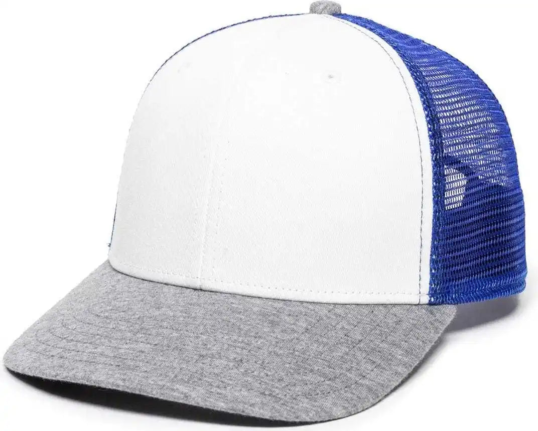 Oc Sports Rgr-200m Adjustable Mesh Back Gray Heathered Bill Cap - White Royal Grey - 6 7/8’’ - 7 1/2’’