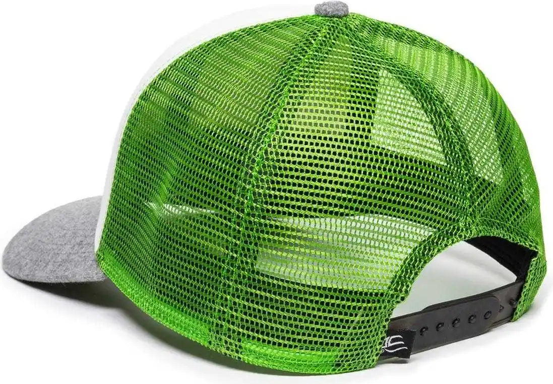 Oc Sports Rgr-200m Adjustable Mesh Back Gray Heathered Bill Cap - White Green Grey - 6 7/8’’ - 7 1/2’’