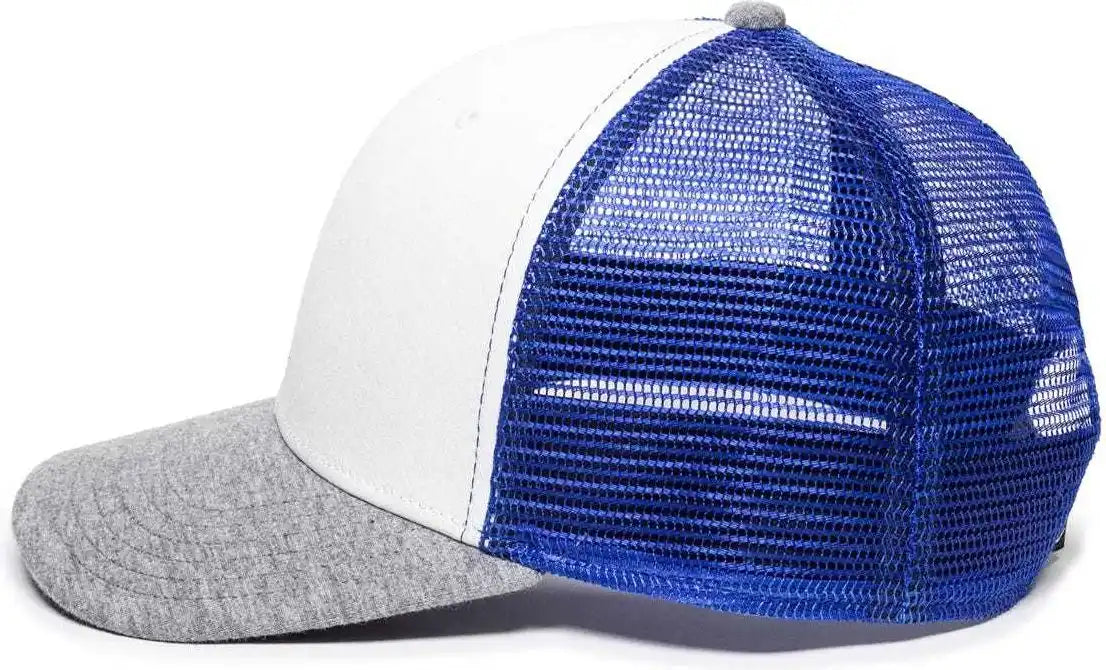 Oc Sports Rgr-200m Adjustable Mesh Back Gray Heathered Bill Cap - White Royal Grey - 6 7/8’’ - 7 1/2’’