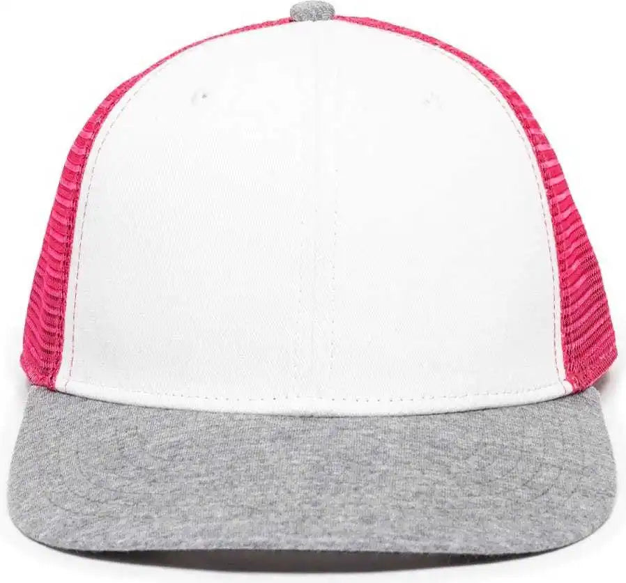 Oc Sports Rgr-200m Adjustable Mesh Back Gray Heathered Bill Cap - White Pink Grey - 6 7/8’’ - 7 1/2’’