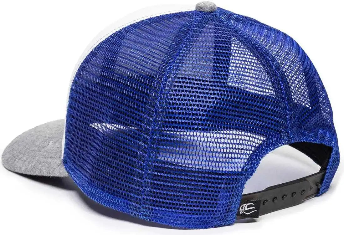 Oc Sports Rgr-200m Adjustable Mesh Back Gray Heathered Bill Cap - White Royal Grey - 6 7/8’’ - 7 1/2’’