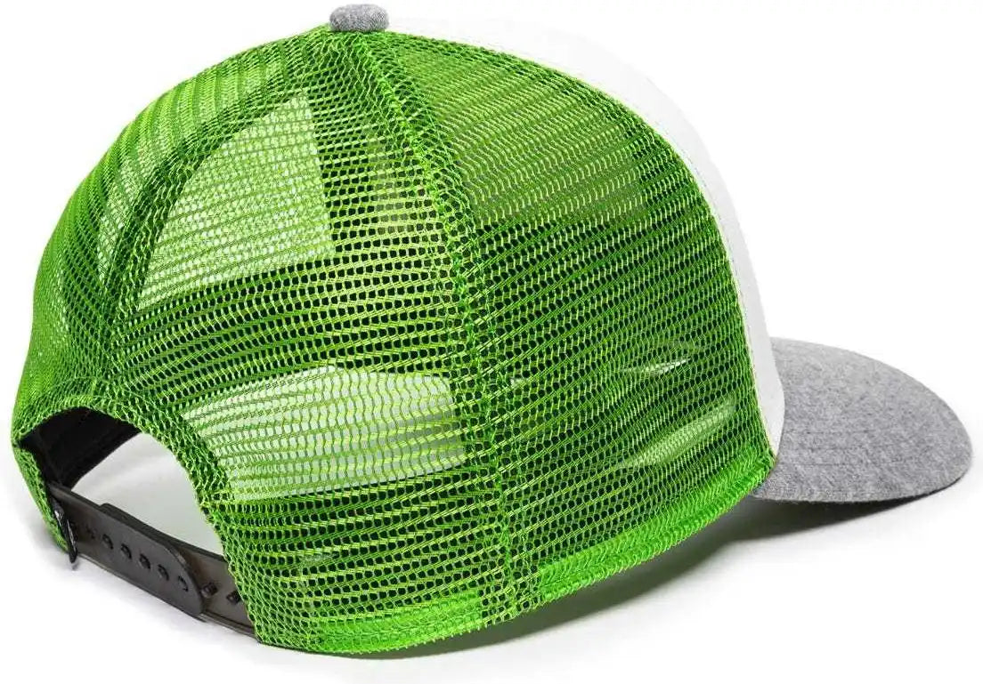 Oc Sports Rgr-200m Adjustable Mesh Back Gray Heathered Bill Cap - White Green Grey - 6 7/8’’ - 7 1/2’’