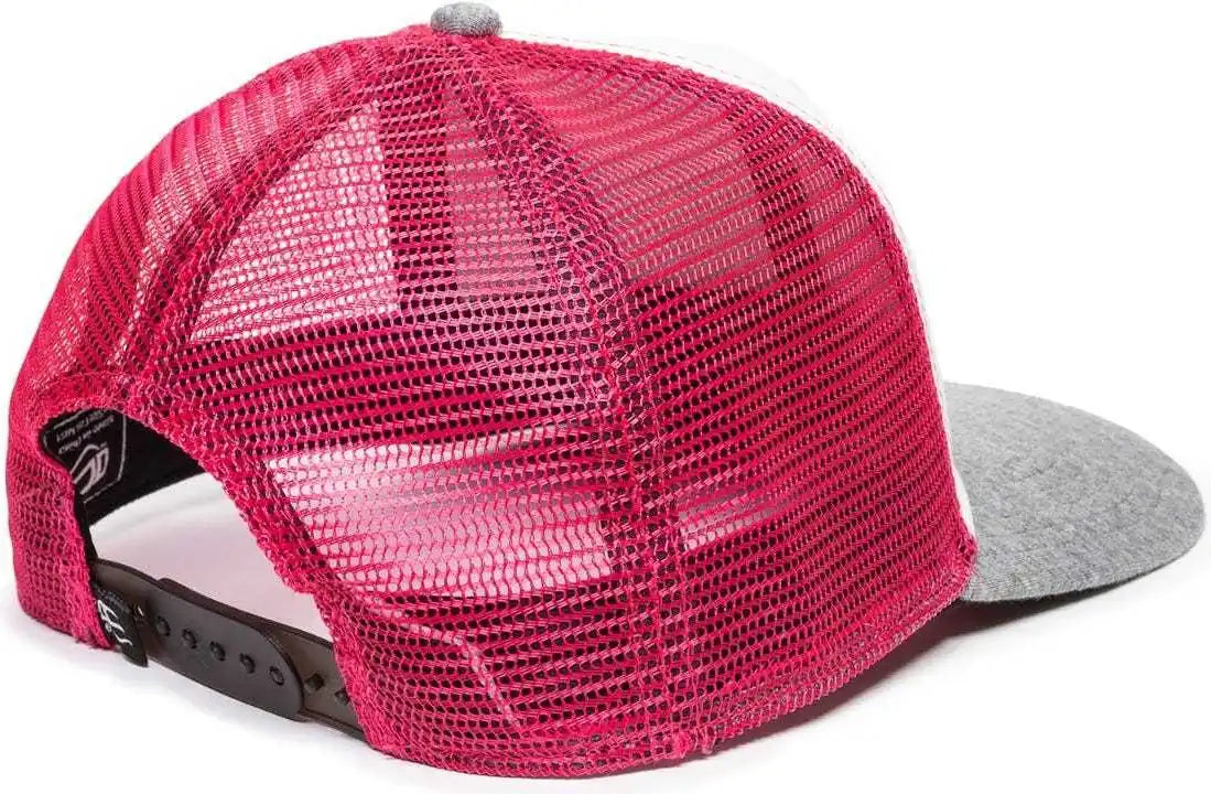 Oc Sports Rgr-200m Adjustable Mesh Back Gray Heathered Bill Cap - White Pink Grey - 6 7/8’’ - 7 1/2’’