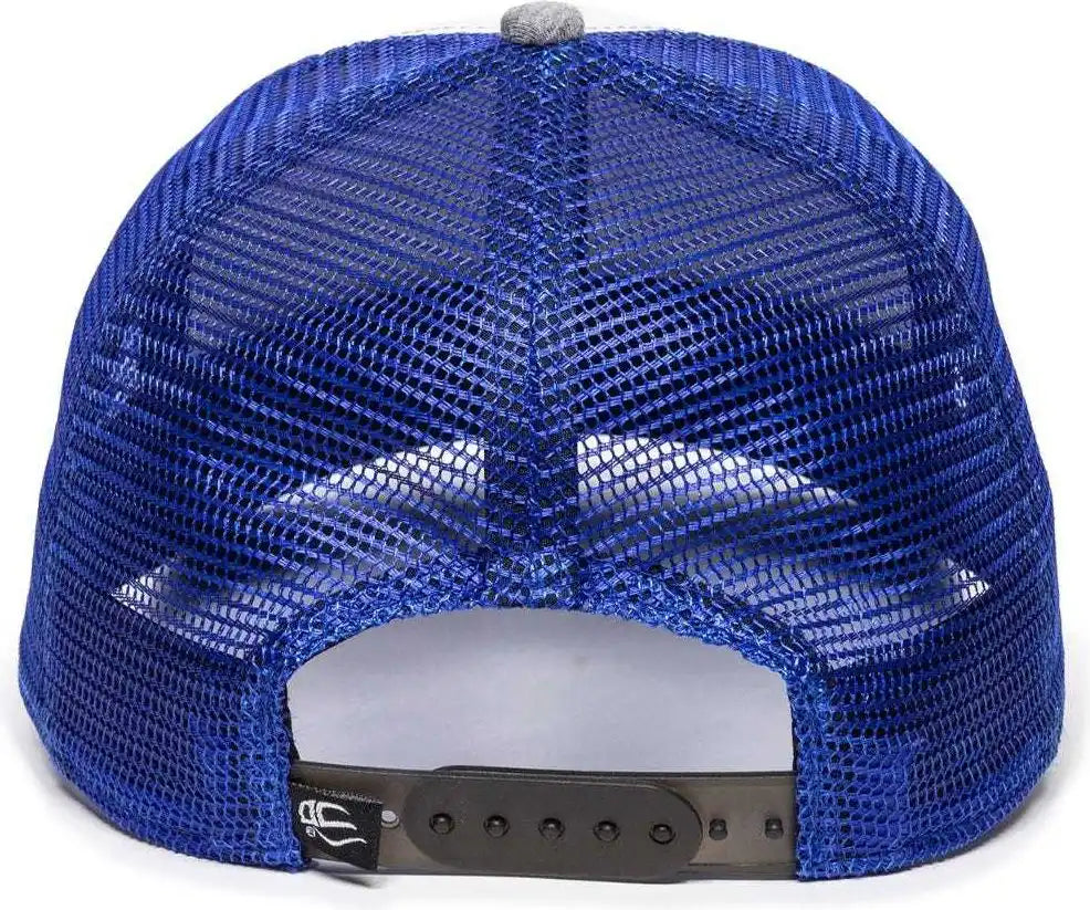 Oc Sports Rgr-200m Adjustable Mesh Back Gray Heathered Bill Cap - White Royal Grey - 6 7/8’’ - 7 1/2’’
