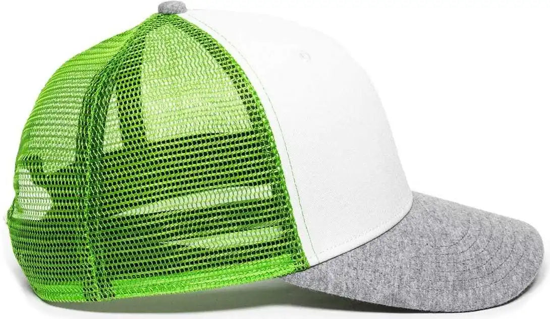 Oc Sports Rgr-200m Adjustable Mesh Back Gray Heathered Bill Cap - White Green Grey - 6 7/8’’ - 7 1/2’’