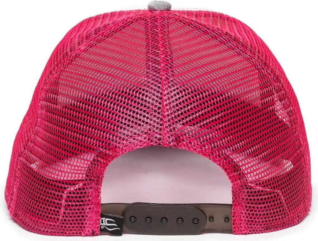Oc Sports Rgr-200m Adjustable Mesh Back Gray Heathered Bill Cap - White Pink Grey - 6 7/8’’ - 7 1/2’’