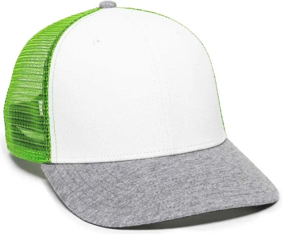 Oc Sports Rgr-200m Adjustable Mesh Back Gray Heathered Bill Cap - White Green Grey - 6 7/8’’ - 7 1/2’’