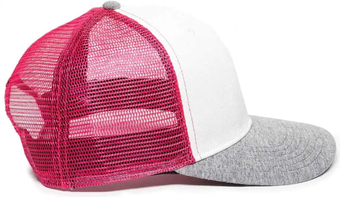 Oc Sports Rgr-200m Adjustable Mesh Back Gray Heathered Bill Cap - White Pink Grey - 6 7/8’’ - 7 1/2’’
