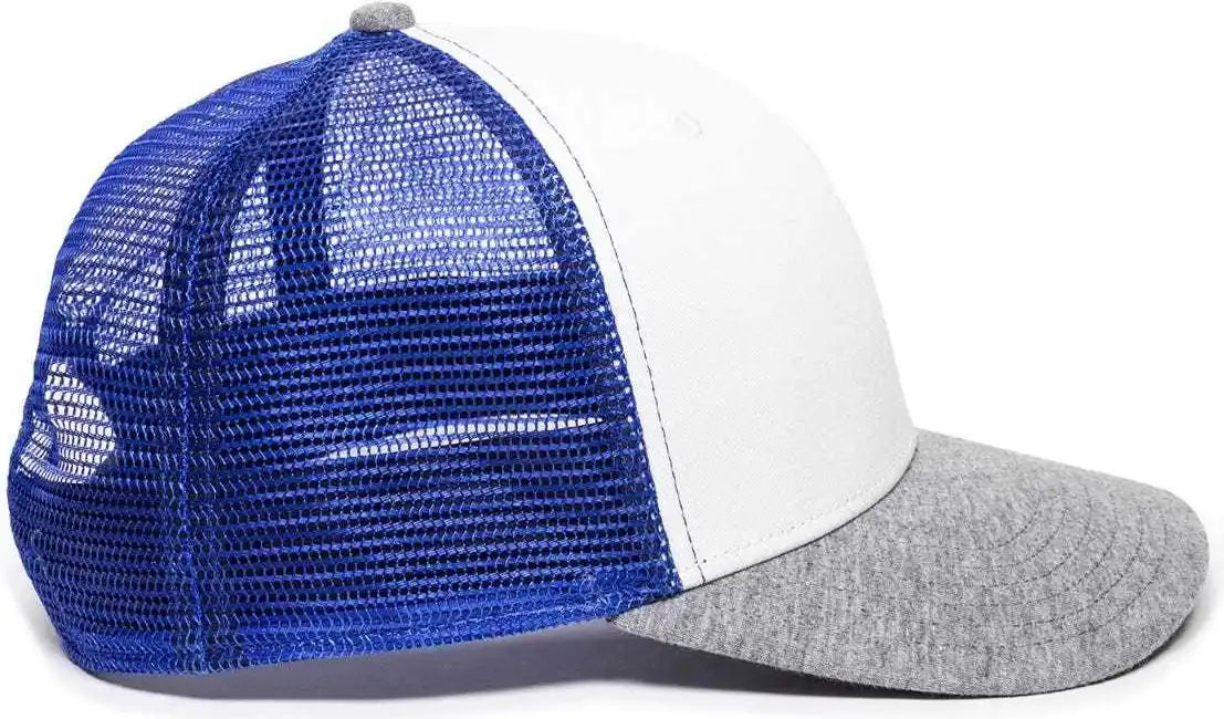 Oc Sports Rgr-200m Adjustable Mesh Back Gray Heathered Bill Cap - White Royal Grey - 6 7/8’’ - 7 1/2’’