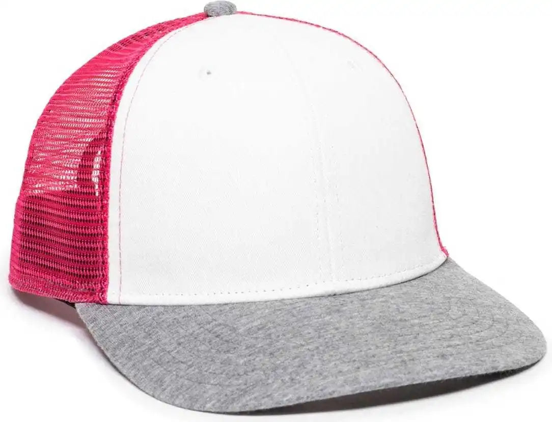 Oc Sports Rgr-200m Adjustable Mesh Back Gray Heathered Bill Cap - White Pink Grey - 6 7/8’’ - 7 1/2’’