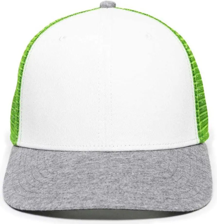 Oc Sports Rgr-200m Adjustable Mesh Back Gray Heathered Bill Cap - White Green Grey - 6 7/8’’ - 7 1/2’’