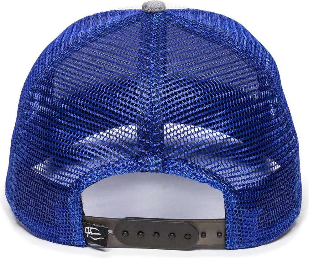 Oc Sports Rgr-200m Adjustable Mesh Back Gray Heathered Bill Cap - White Royal Grey - 6 7/8’’ - 7 1/2’’