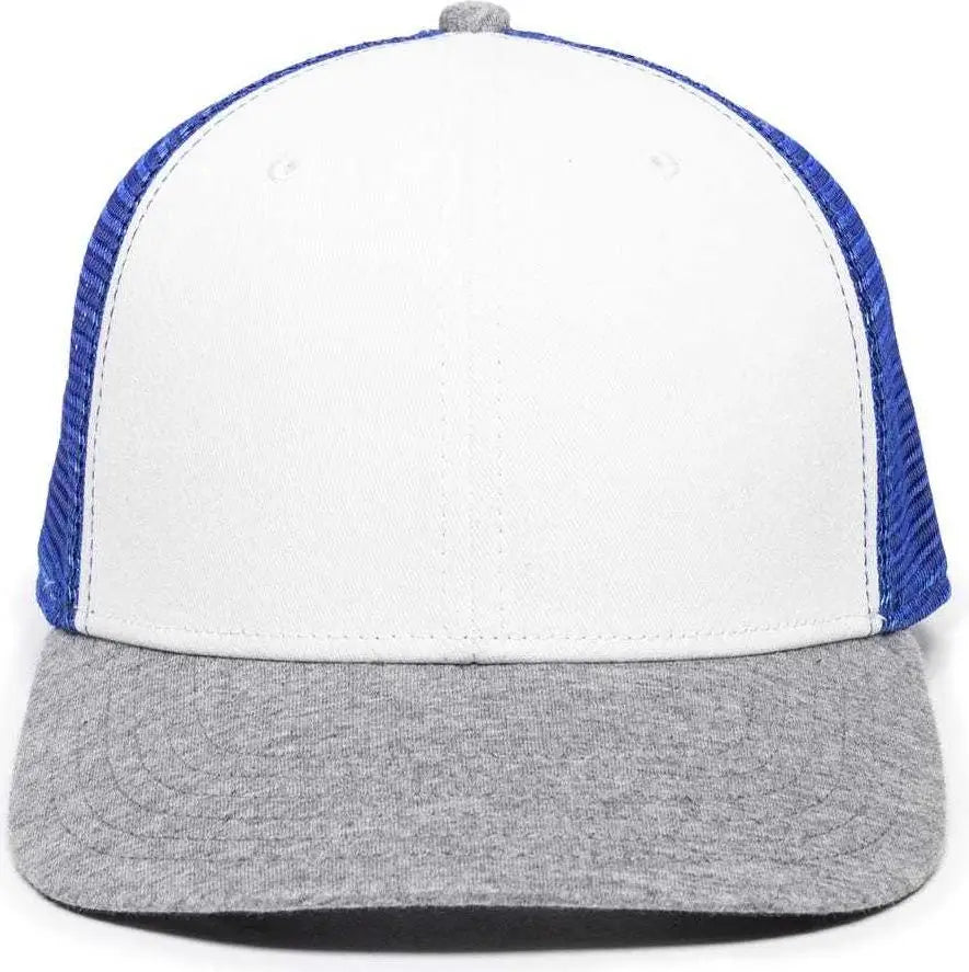 Oc Sports Rgr-200m Adjustable Mesh Back Gray Heathered Bill Cap - White Royal Grey - 6 7/8’’ - 7 1/2’’