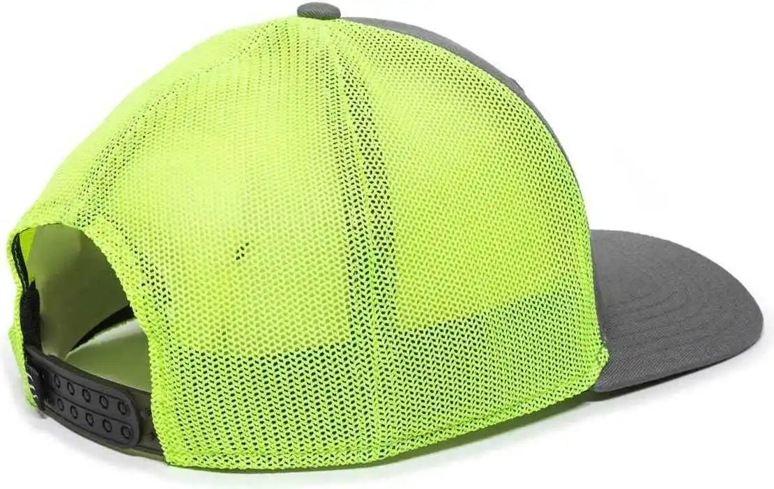 Oc Sports Rgr-360m Adjustable Mesh Back Cap - Charcoal Neon Yellow - Dark Gray / 6 7/8’’ - 7 1/2’’