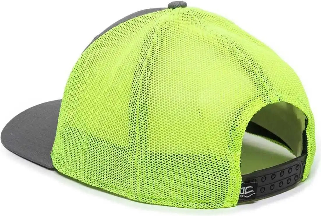 Oc Sports Rgr-360m Adjustable Mesh Back Cap - Charcoal Neon Yellow - Dark Gray / 6 7/8’’ - 7 1/2’’