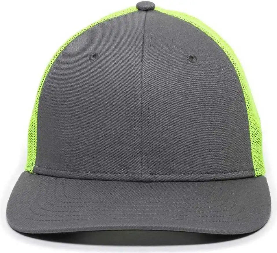 Oc Sports Rgr-360m Adjustable Mesh Back Cap - Charcoal Neon Yellow - Dark Gray / 6 7/8’’ - 7 1/2’’