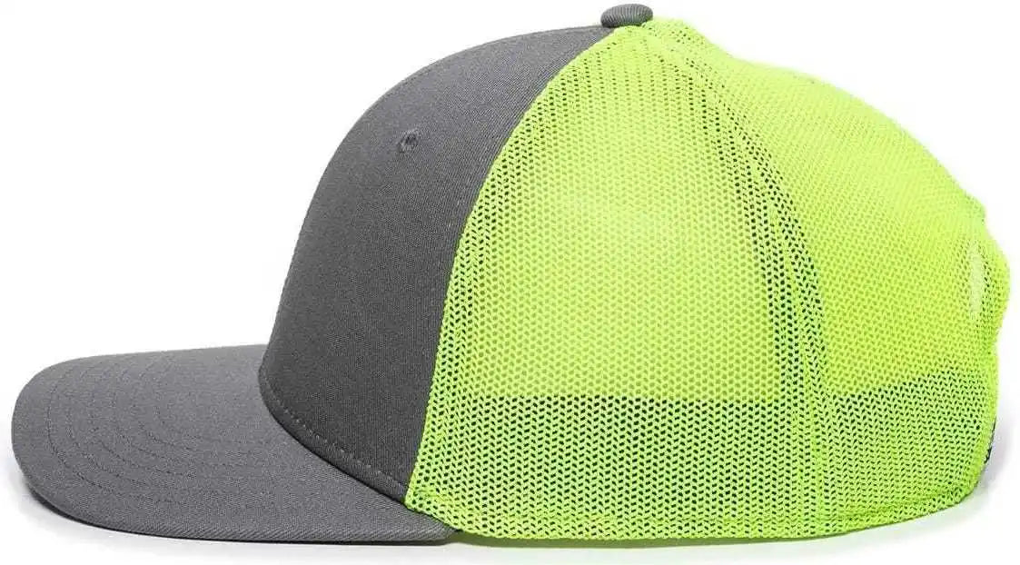 Oc Sports Rgr-360m Adjustable Mesh Back Cap - Charcoal Neon Yellow - Dark Gray / 6 7/8’’ - 7 1/2’’