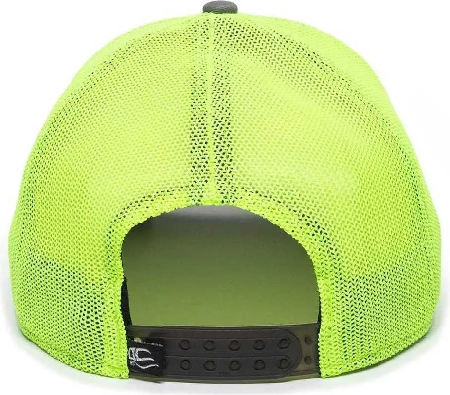Oc Sports Rgr-360m Adjustable Mesh Back Cap - Charcoal Neon Yellow - Dark Gray / 6 7/8’’ - 7 1/2’’