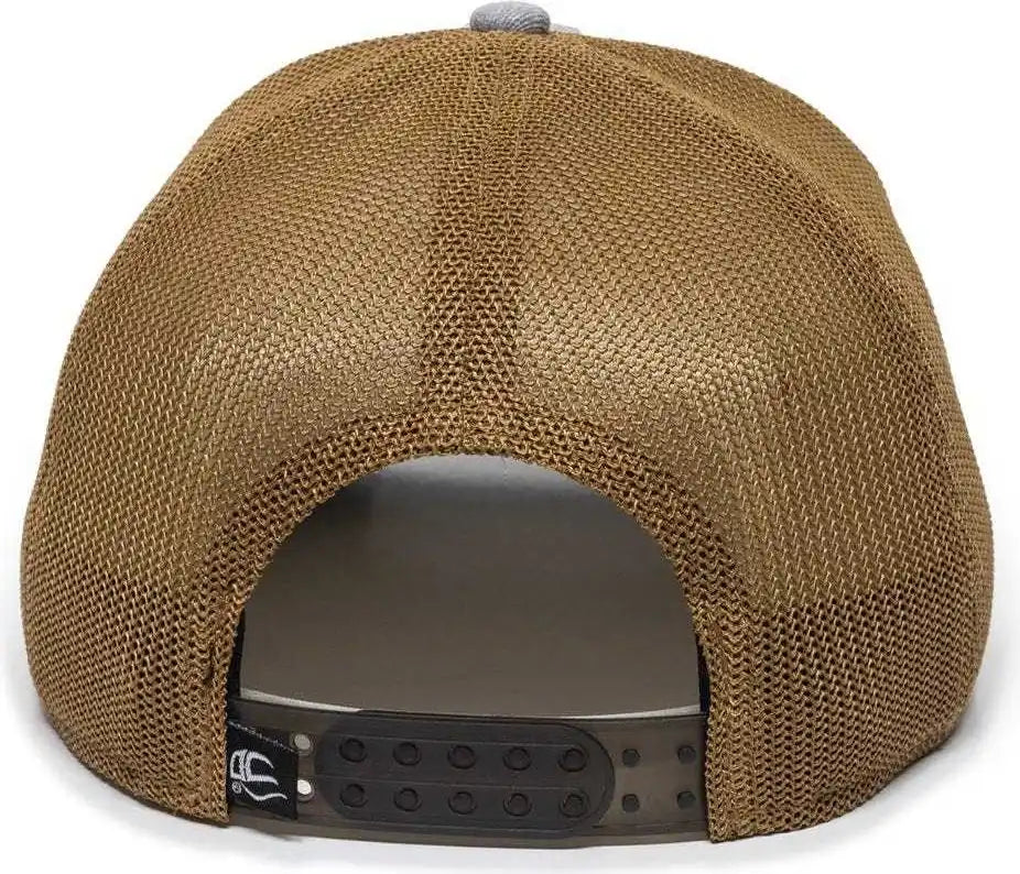 Oc Sports Rgr-360m Adjustable Mesh Back Cap - Heathered Gray Copper - Orange / 6 7/8’’ - 7 1/2’’