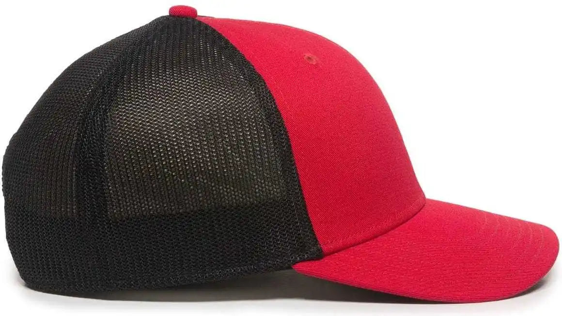 Oc Sports Rgr-360m Adjustable Mesh Back Cap - Red Black - 6 7/8’’ - 7 1/2’’