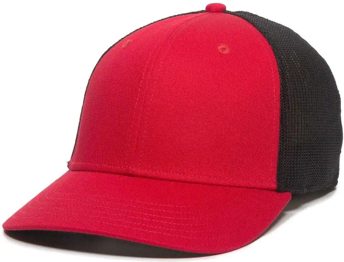 Oc Sports Rgr-360m Adjustable Mesh Back Cap - Red Black - 6 7/8’’ - 7 1/2’’