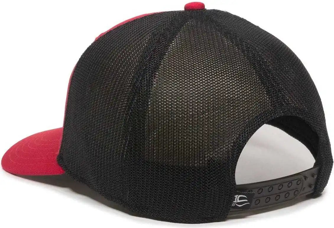 Oc Sports Rgr-360m Adjustable Mesh Back Cap - Red Black - 6 7/8’’ - 7 1/2’’