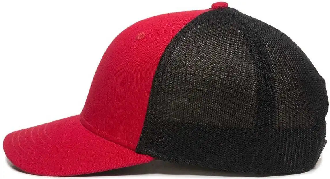Oc Sports Rgr-360m Adjustable Mesh Back Cap - Red Black - 6 7/8’’ - 7 1/2’’