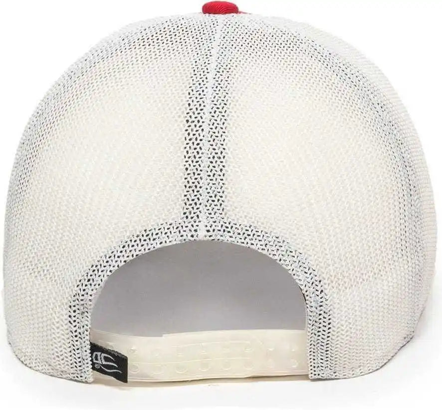 Oc Sports Rgr-360m Adjustable Mesh Back Cap - Red White - 6 7/8’’ - 7 1/2’’