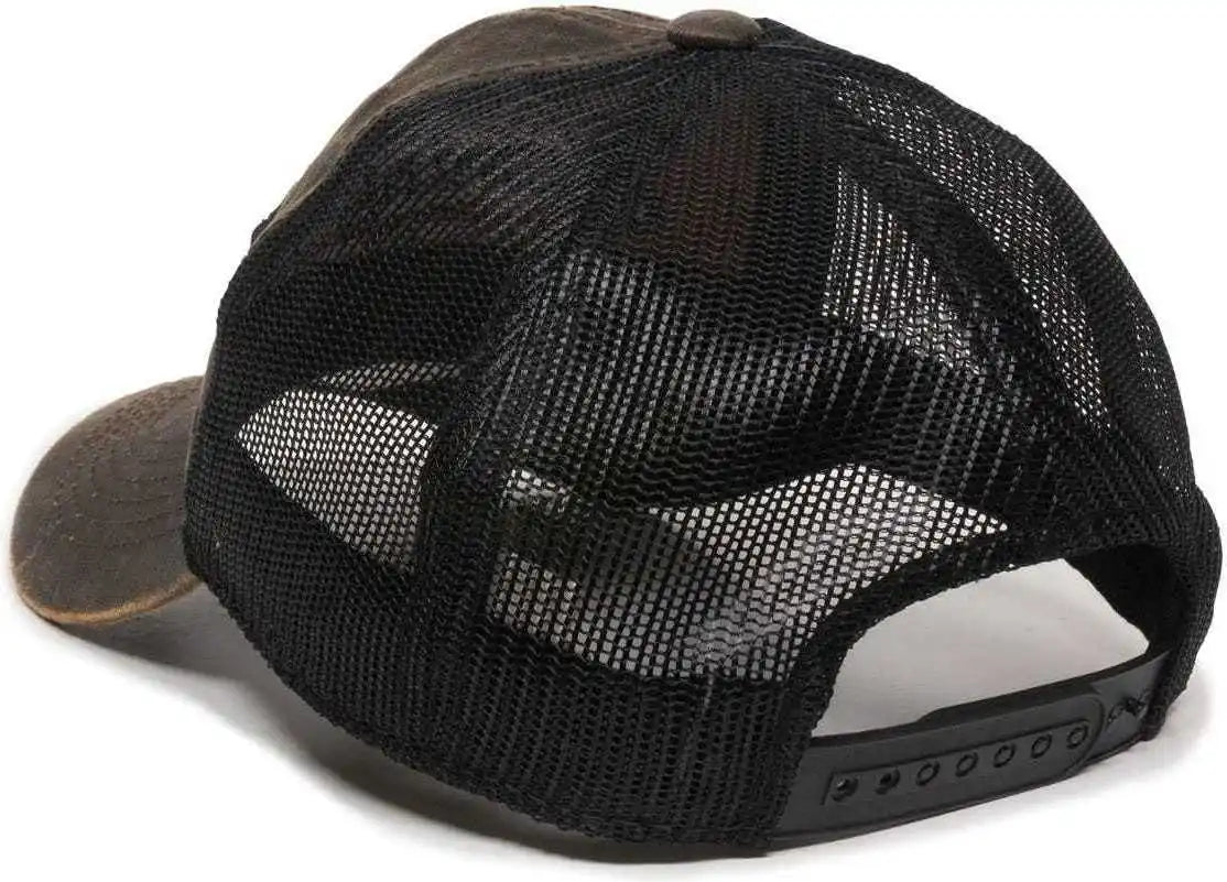 Oc Sports Rm17a Weathered Cotton Mesh Back Cap - Dark Brown Black - 6 7/8’’ - 7 1/2’’